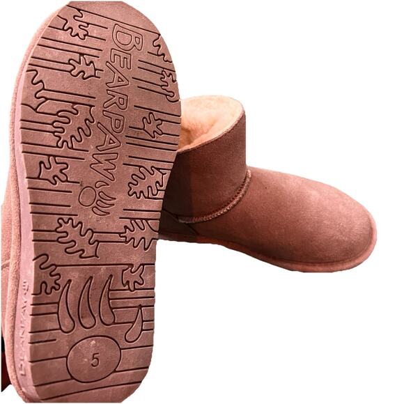 BEARPAW women's snow booties shoe size 5 Tan brown suede upper ROSY button up - Picture 6 of 8